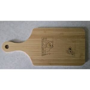 Personalized Cutting Board 11x5 Bamboo Cat & Mouse Decor